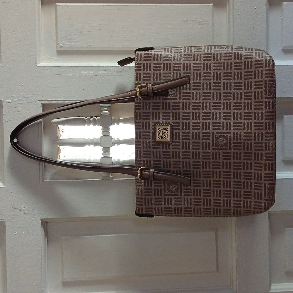 Anne Klein Brown Geometric Tote